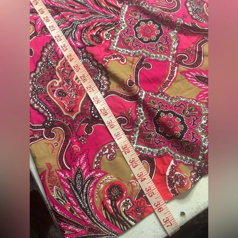 Jude Connally Sleeveless Pink Coral Paisley Print Jude Cloth Shift Dress Small